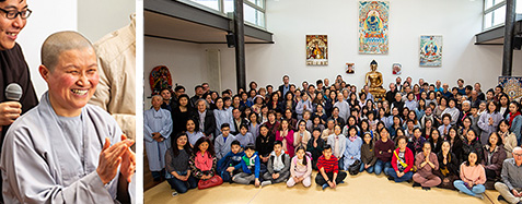 Die vietnamesisch-buddhistische Gemeinde Oberhausen in der Meditationshalle des Buddhistischen Zentrums Hamburg